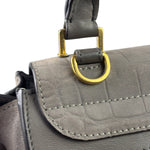Celine Grey Suede/Leather Crocodile Embossed Trapeze Two-Way Bag