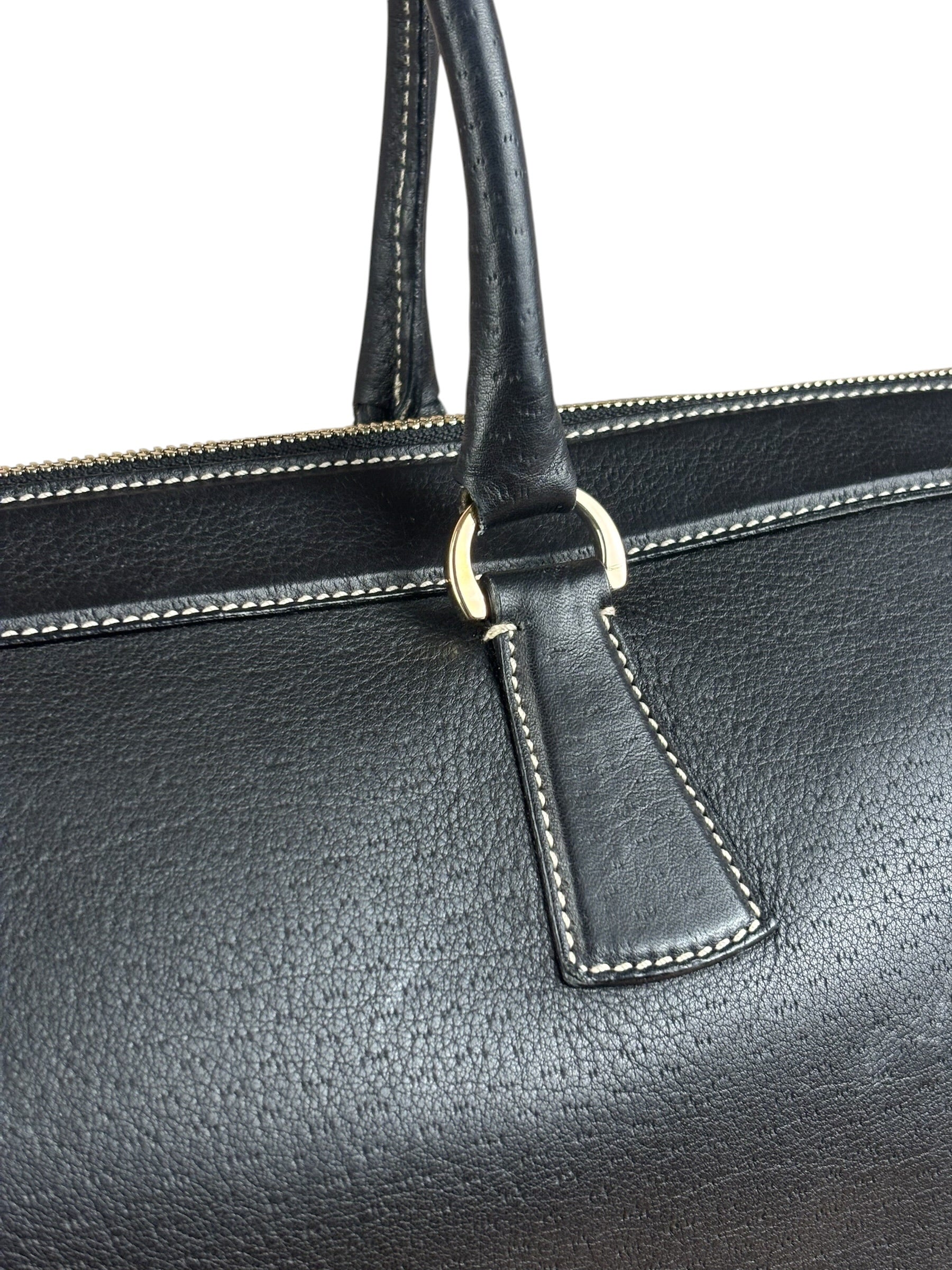 Salvatore Ferragamo Vintage Black Pebbled Leather Tote Bag