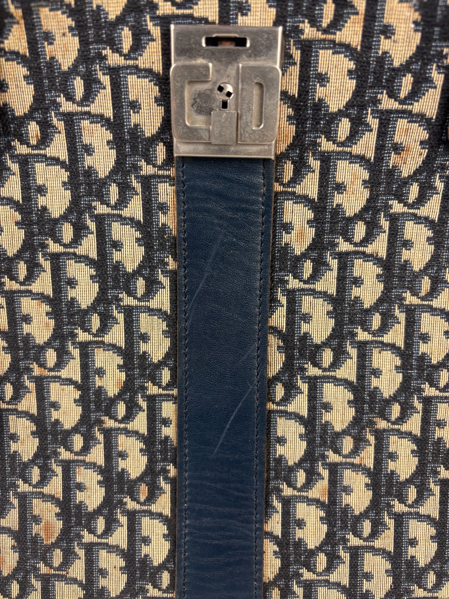 Christian Dior Vintage Navy Oblique Travel Bag