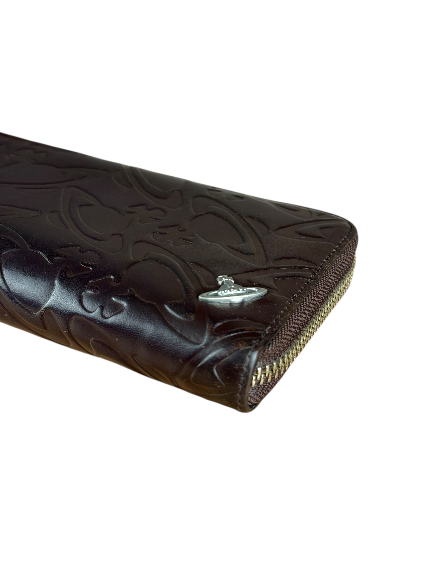 Vivienne Westwood Brown Leather Logo Zippy Wallet