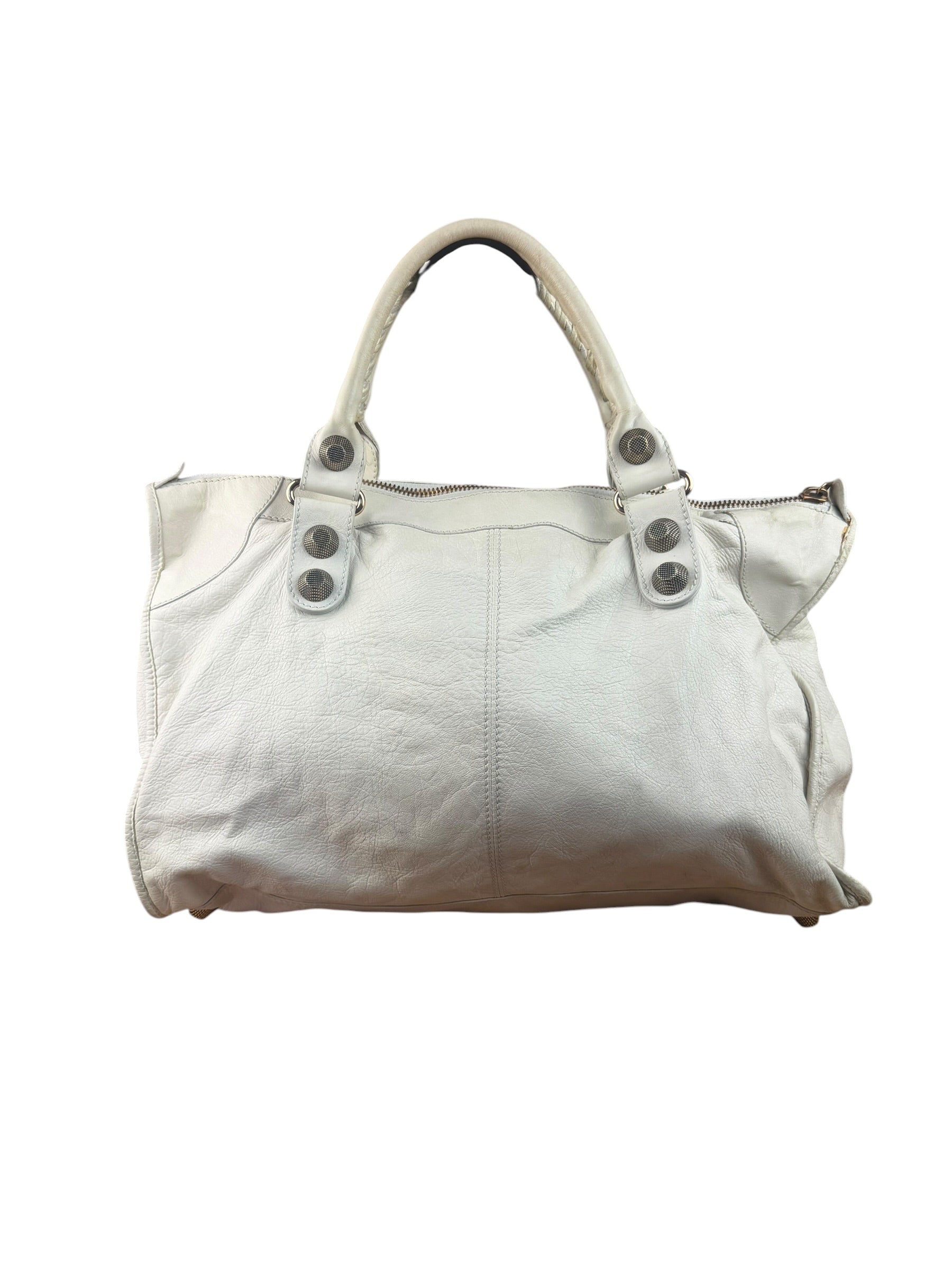 Balenciaga White Leather Giant 21 City Shoulder Bag