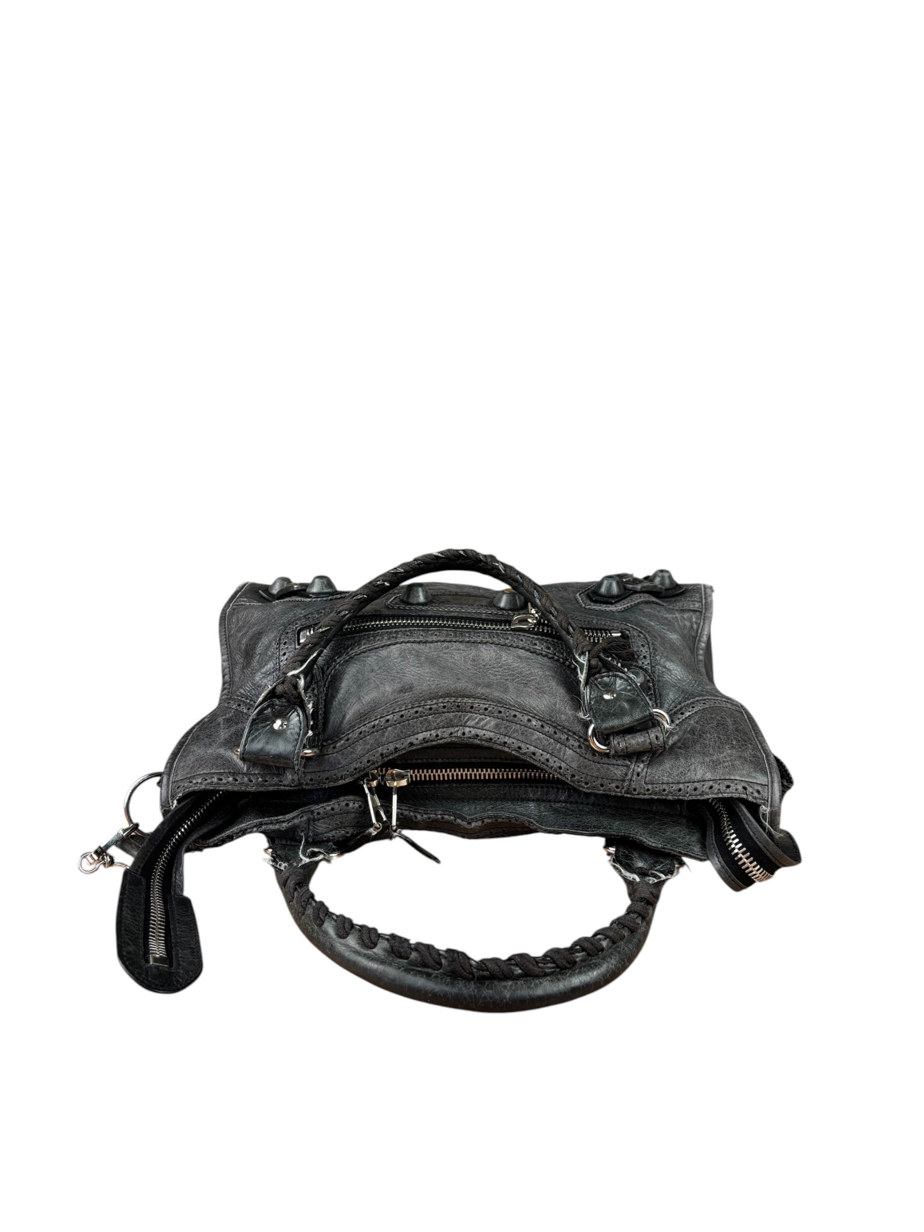 Balenciaga Dark Grey Covered Brogues City Bag