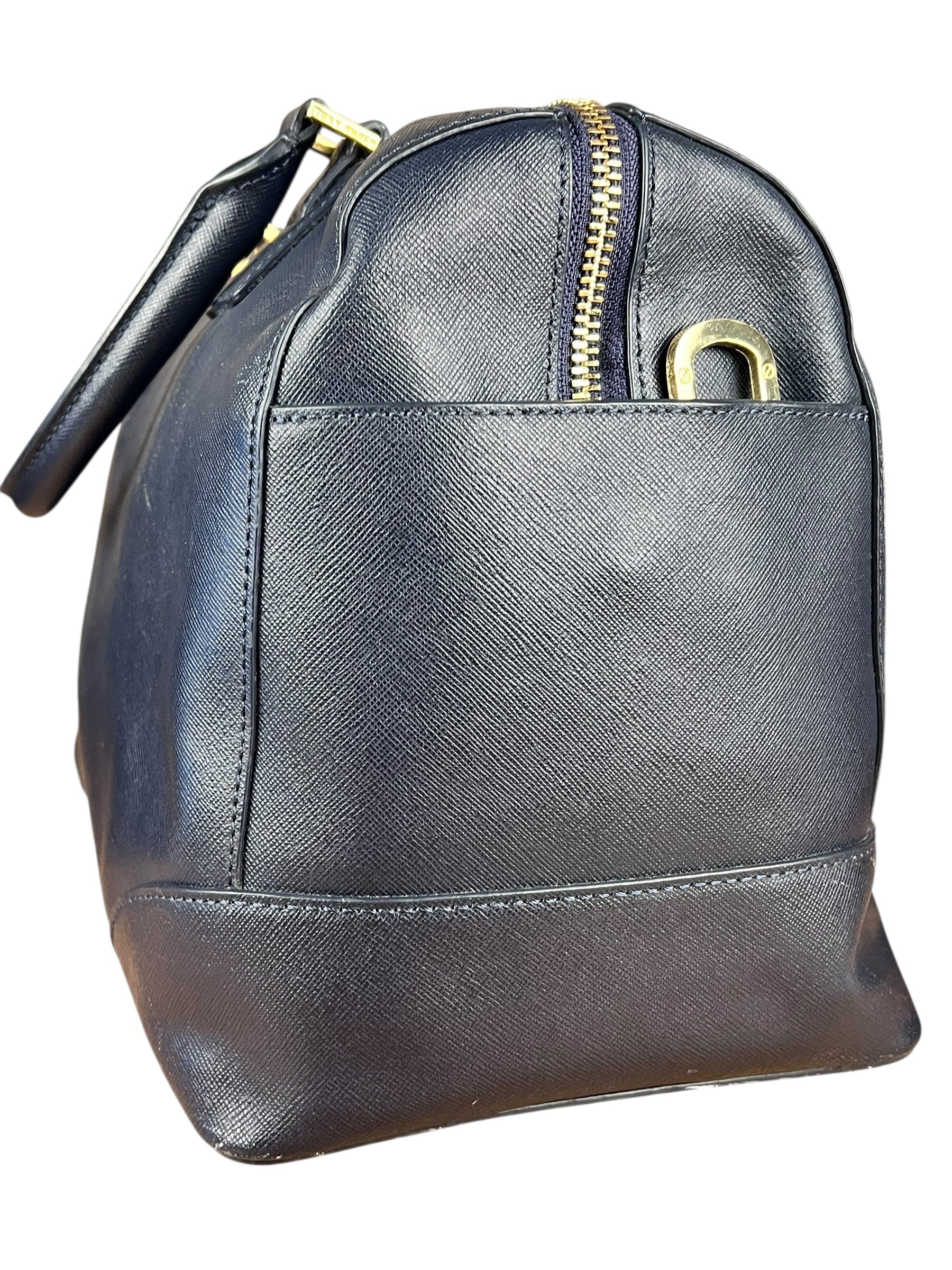Tory Burch Saffiano Leather Navy Boston Bag