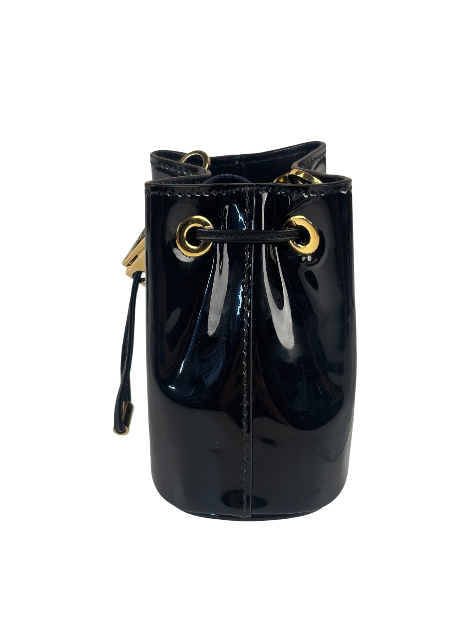 Prada Black Patent Leather Mini Chain Pouch