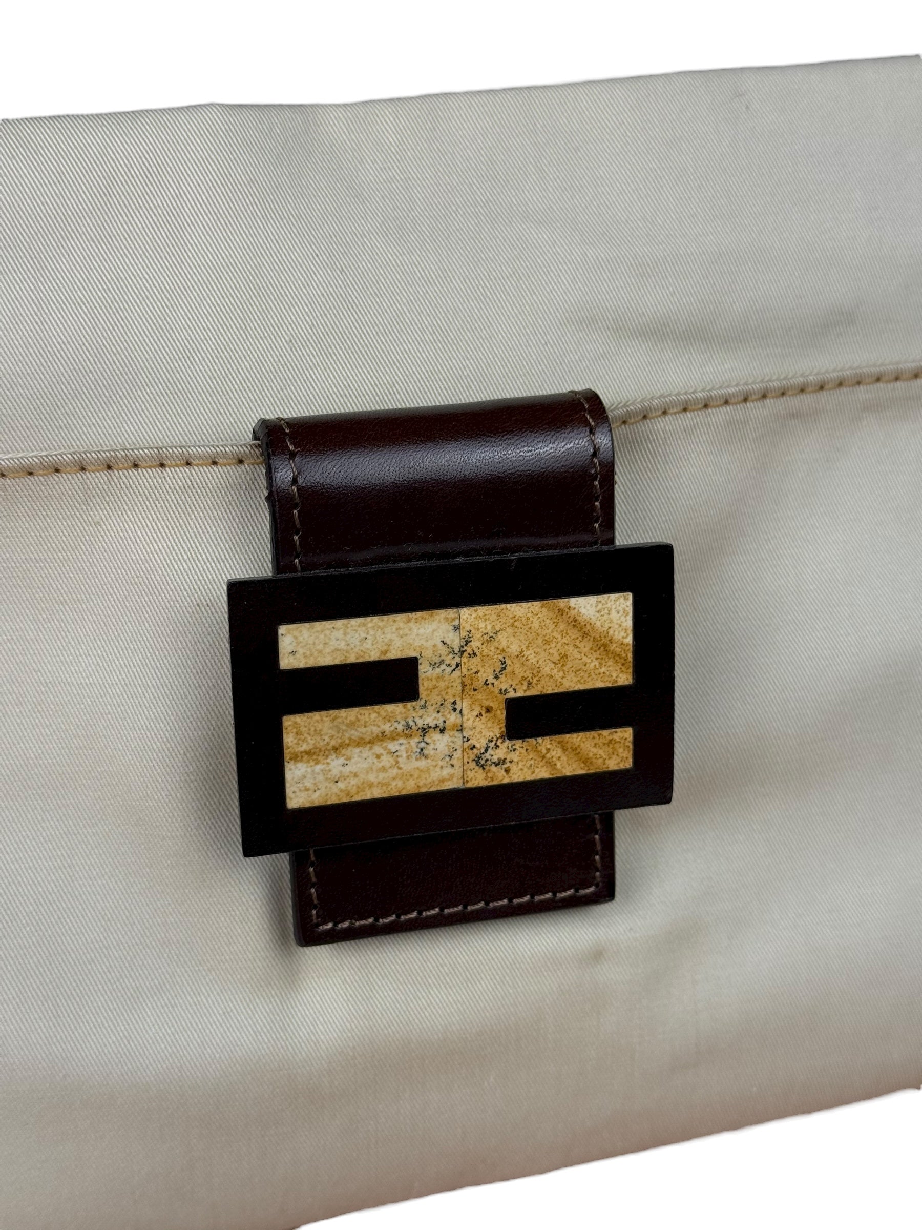 Fendi Cream Baguette Shoulder Bag