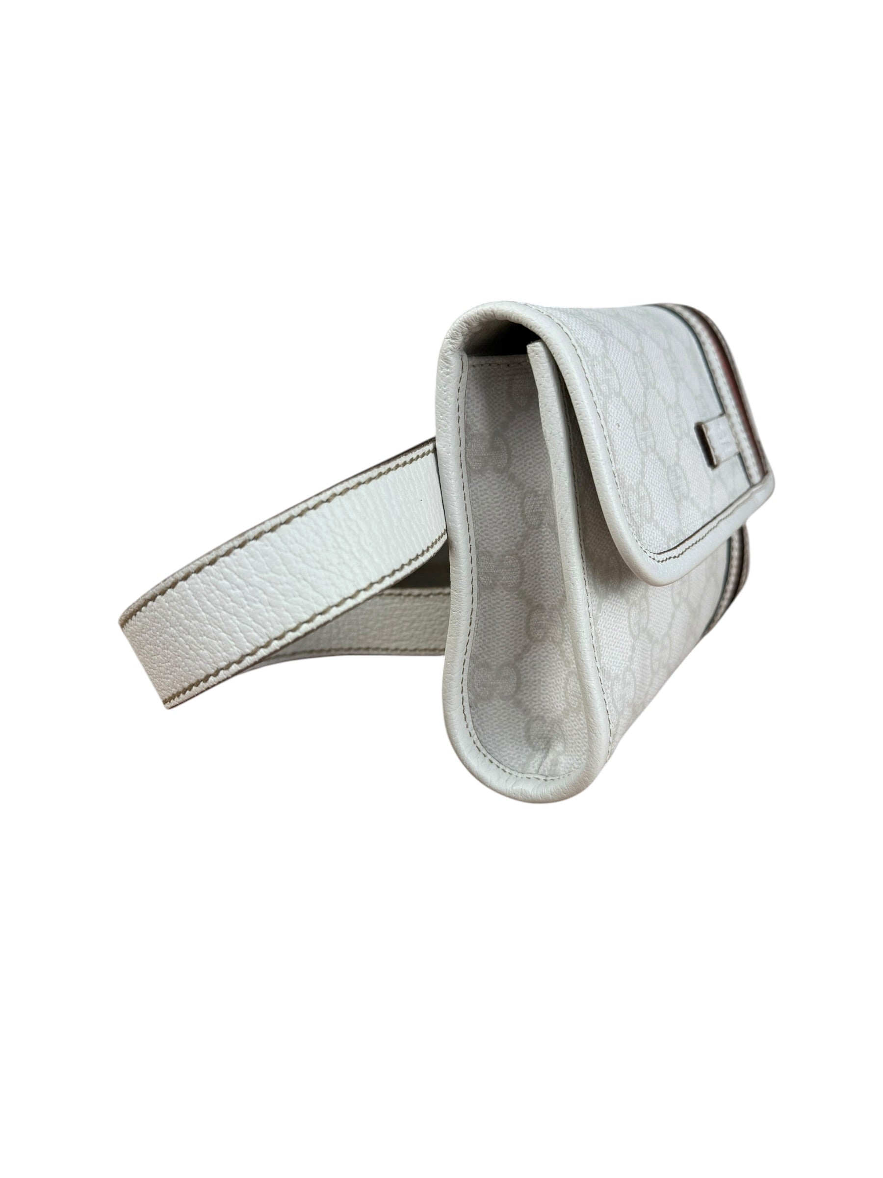 Gucci GG White Coated Canvas Sherry Line Belt Bag