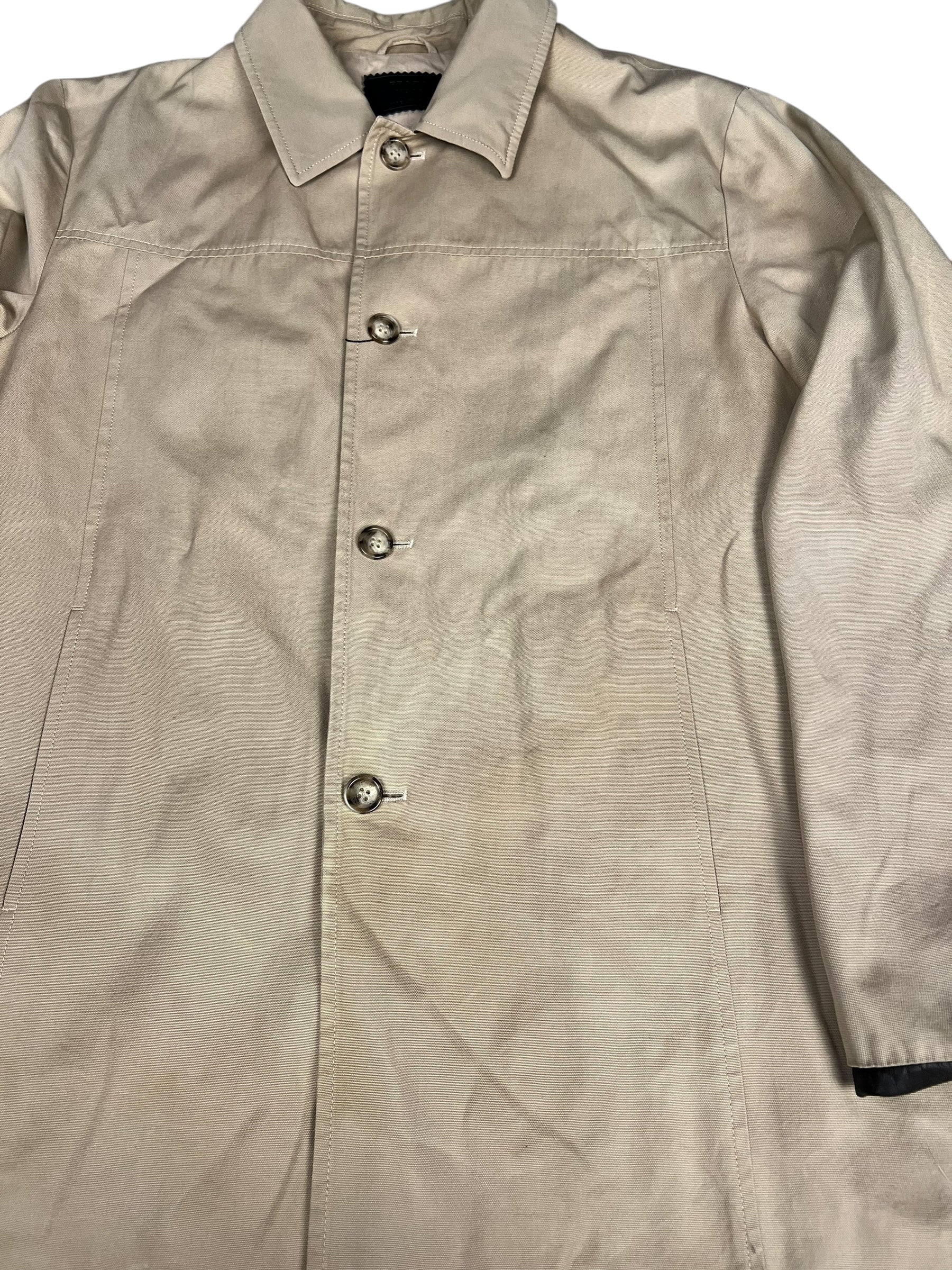 Prada Khaki Button Down Jacket Leather Lining