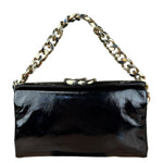 Gucci Black Patent Leather Chain Double G Shoulder Bag