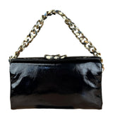 Gucci Black Patent Leather Chain Double G Shoulder Bag