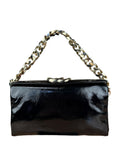 Gucci Black Patent Leather Chain Double G Shoulder Bag