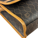 Christian Dior Vintage Brown Leather Honeycomb Shoulder Bag