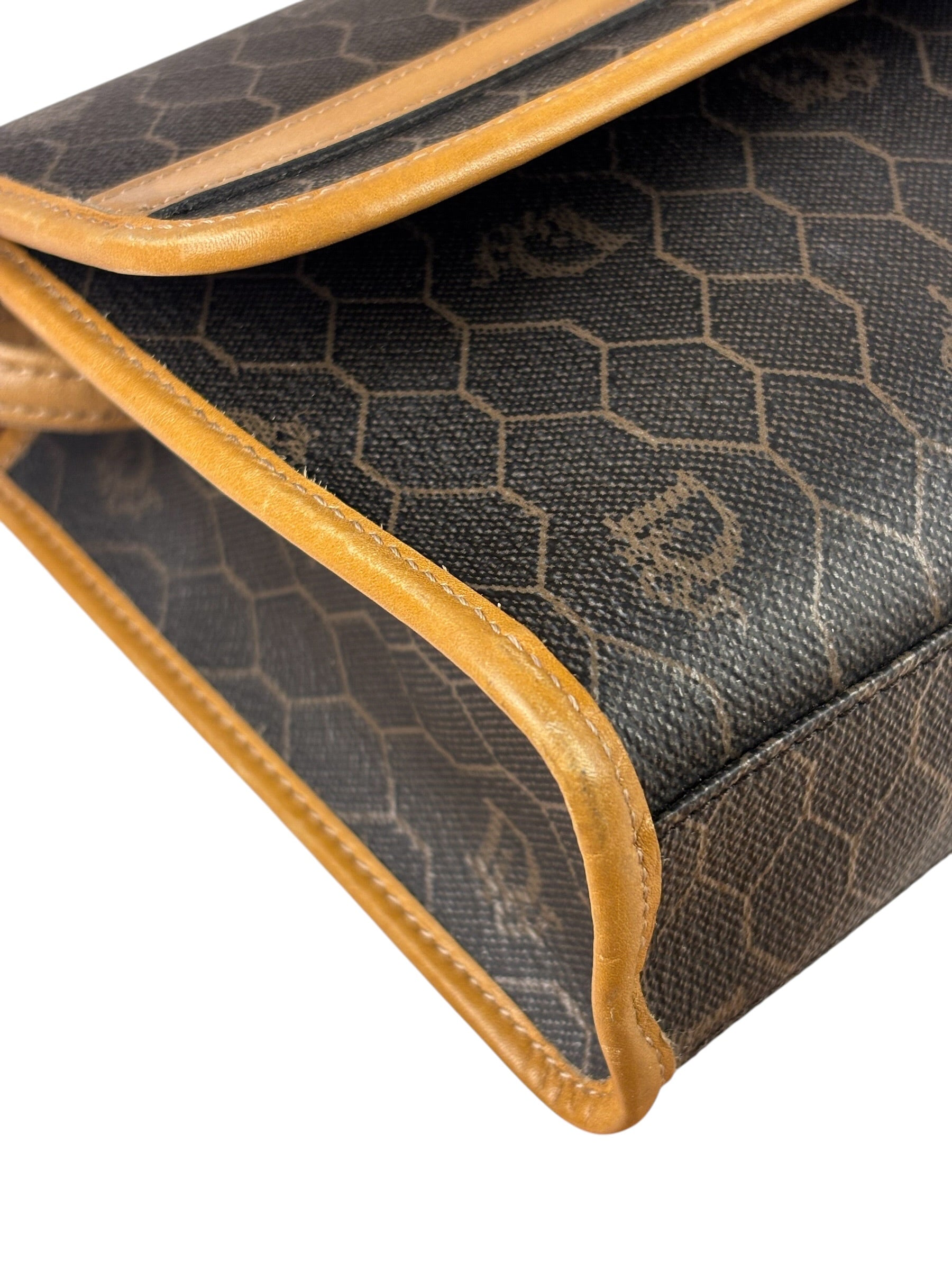 Christian Dior Vintage Brown Leather Honeycomb Shoulder Bag