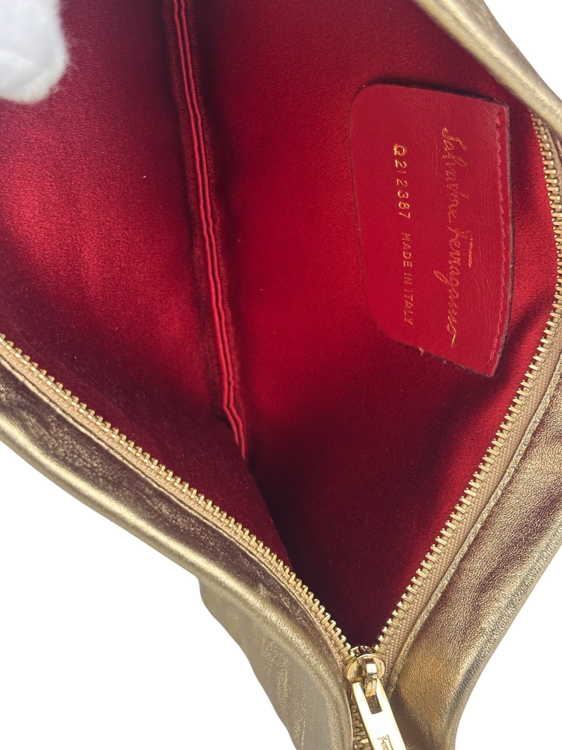 Salvatore Ferragamo Metallic Gold Gancini Shoulder Bag