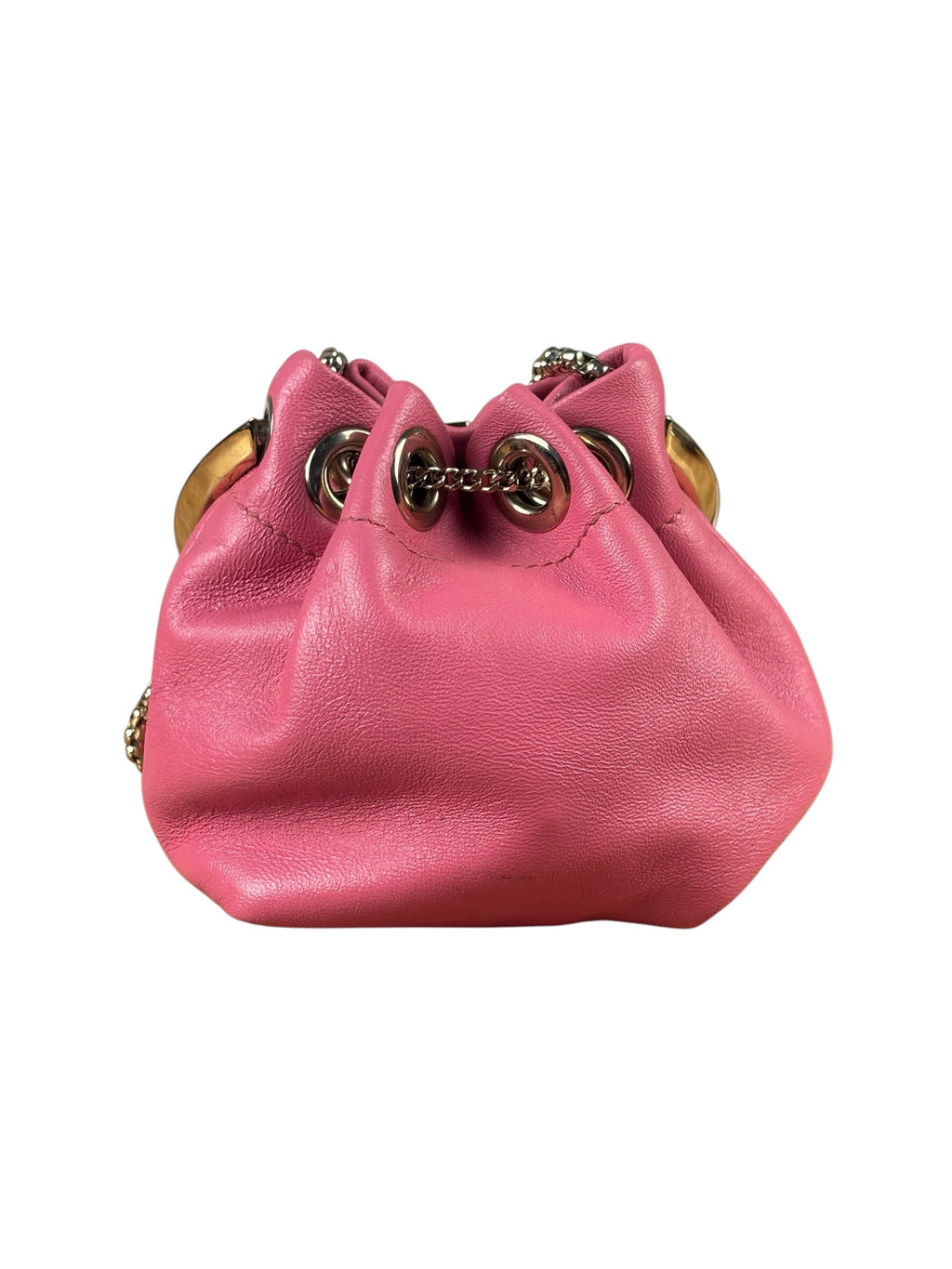Jimmy Choo Pink Leather Micro Bob Bon Two-Way Bag