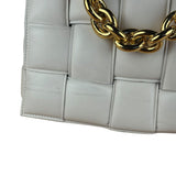 Bottega Veneta White Leather Padded Cassette Chain Bag