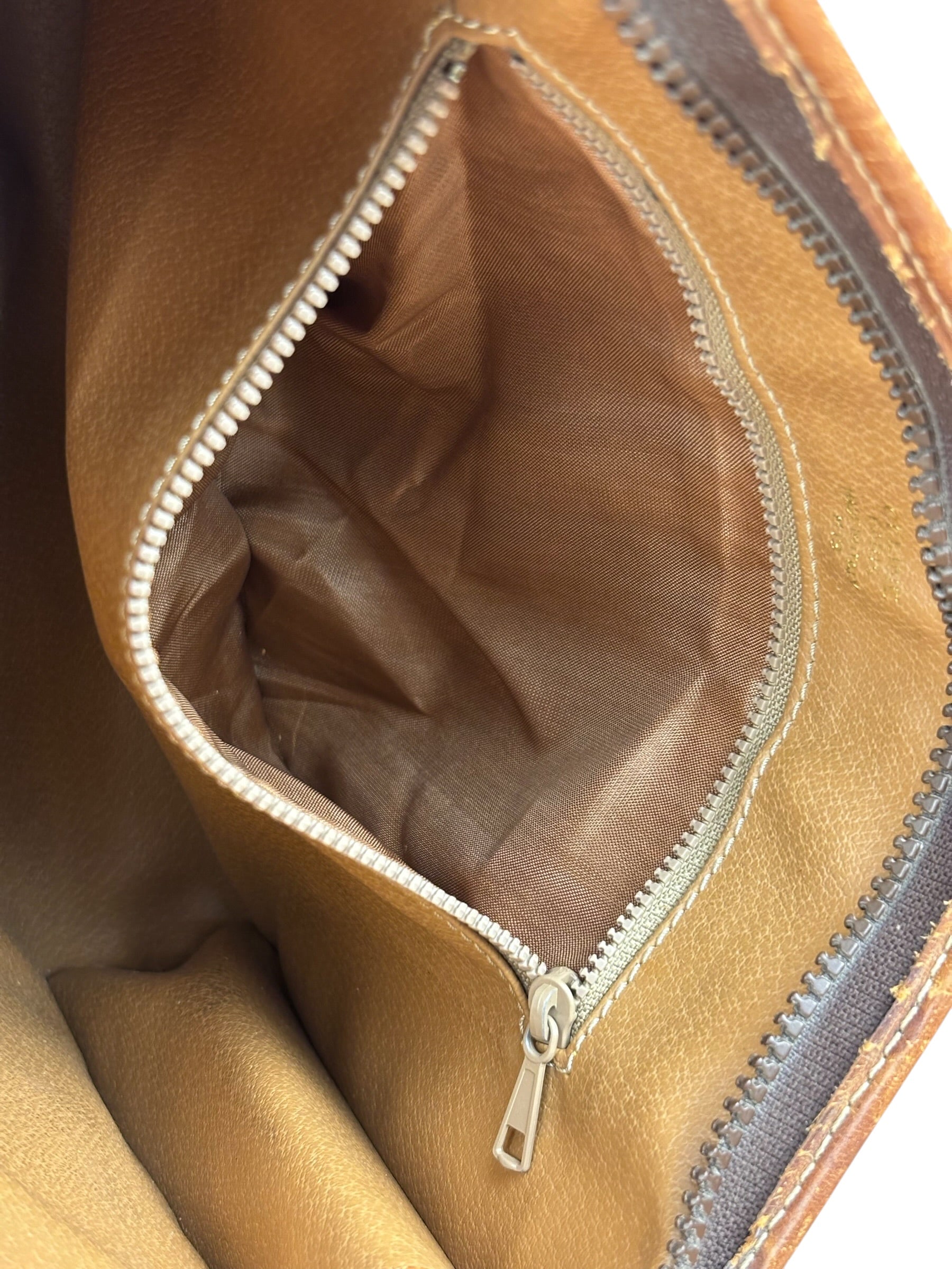 Celine Vintage Brown Leather Macadam Pouch