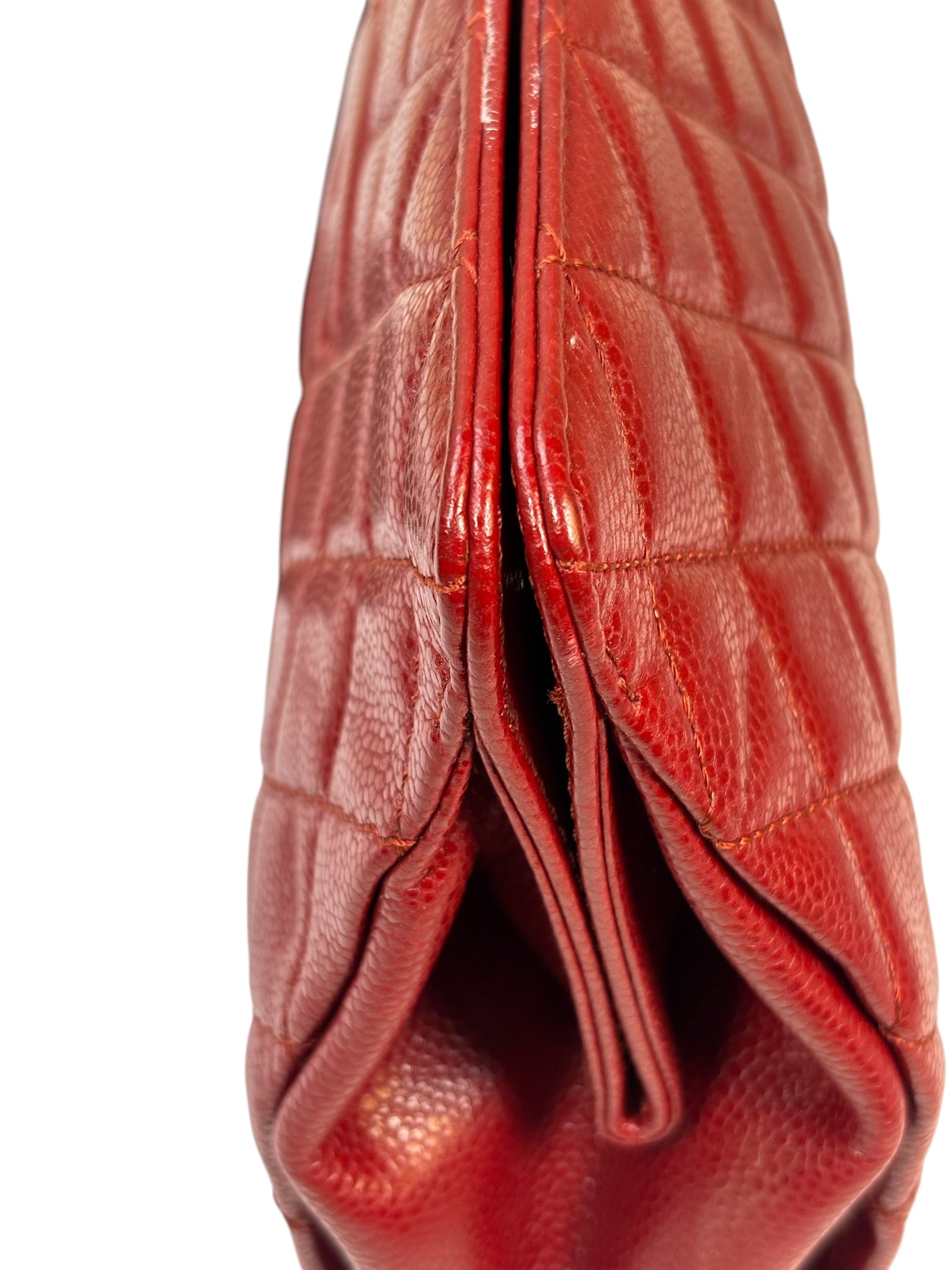 Chanel Red Caviar Quilted Frame Clutch 2012