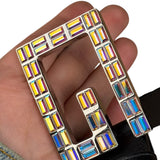 Gucci Black Leather Crystal Logo Belt