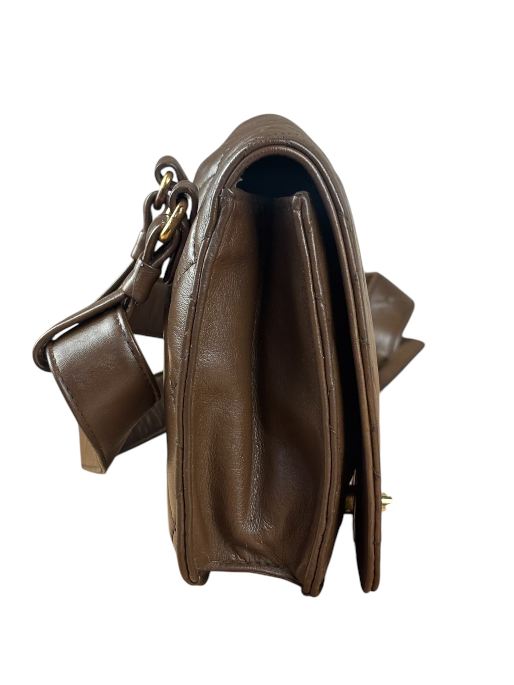 Chanel Brown Quilted Waist Bag 1990