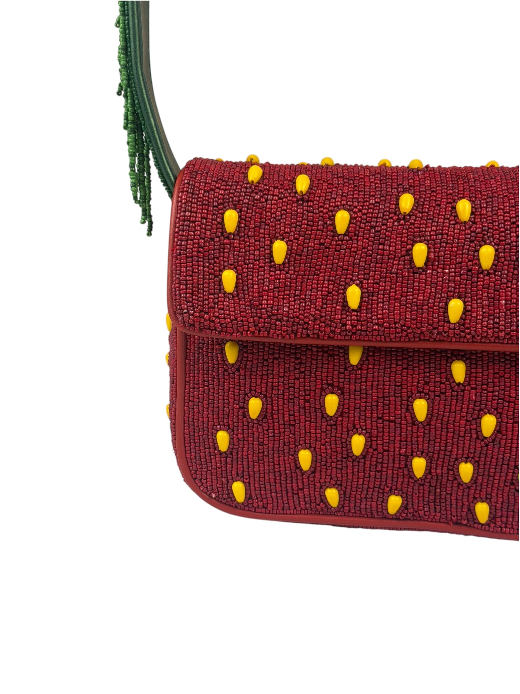 STAUD Strawberry Red Tommy Beaded Bag