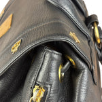 MCM Vintage Black Leather Studded Drawing Backpack