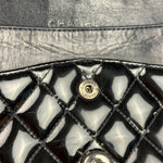 Chanel Black Patent Quilted Leather Double Flap Bag