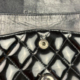 Chanel Black Patent Quilted Leather Double Flap Bag