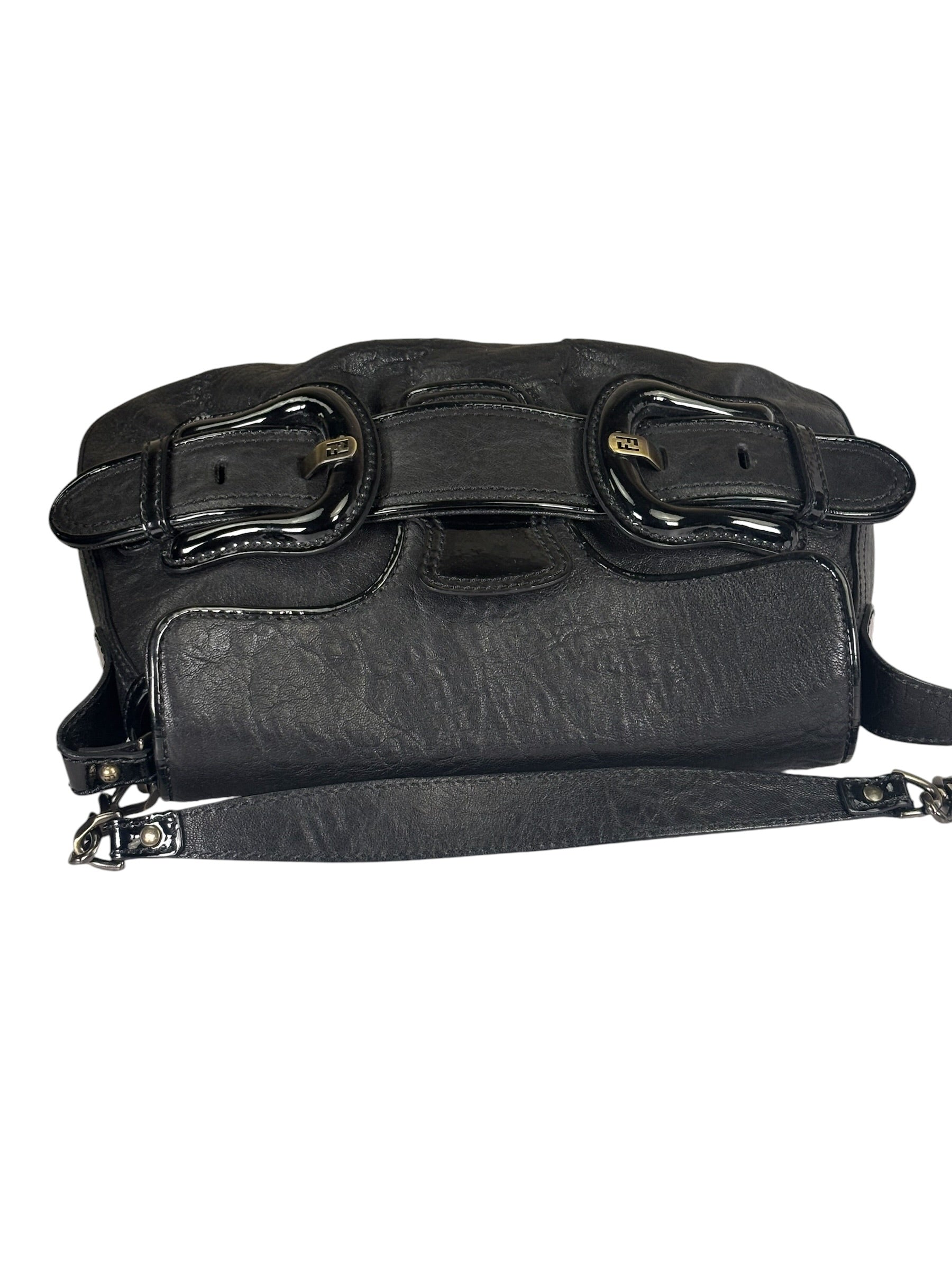Fendi Black Patent Leather Trim B Bis Shoulder Bag