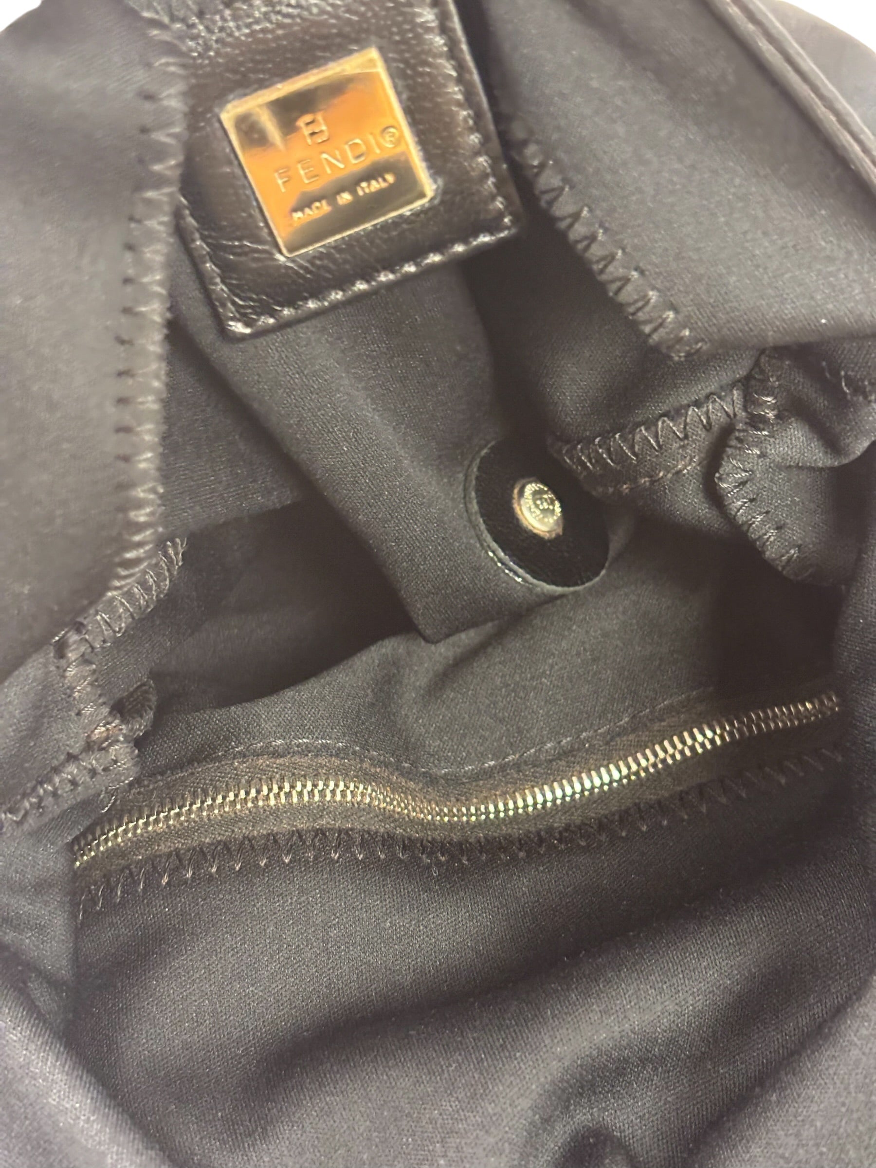 Fendi Black Leather Trim Mamma Baguette