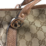 Gucci Beige/Brown Leather GG Satchel Two-Way Bag