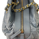Chanel Blue Quilted Calfskin Iridescent Bowling Bag 2011
