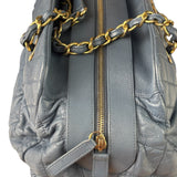 Chanel Blue Quilted Calfskin Iridescent Bowling Bag 2011