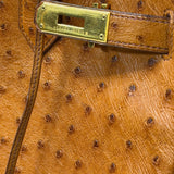 Hermes Birkin 35 Ostrich Leather Handbag Gold Hardware