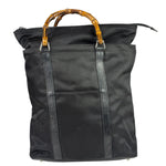 Gucci Black Nylon/Leather Trim Bamboo Top Handle Tote