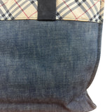 Burberry Vintage Blue Label Denim Nova Check Tote Bag