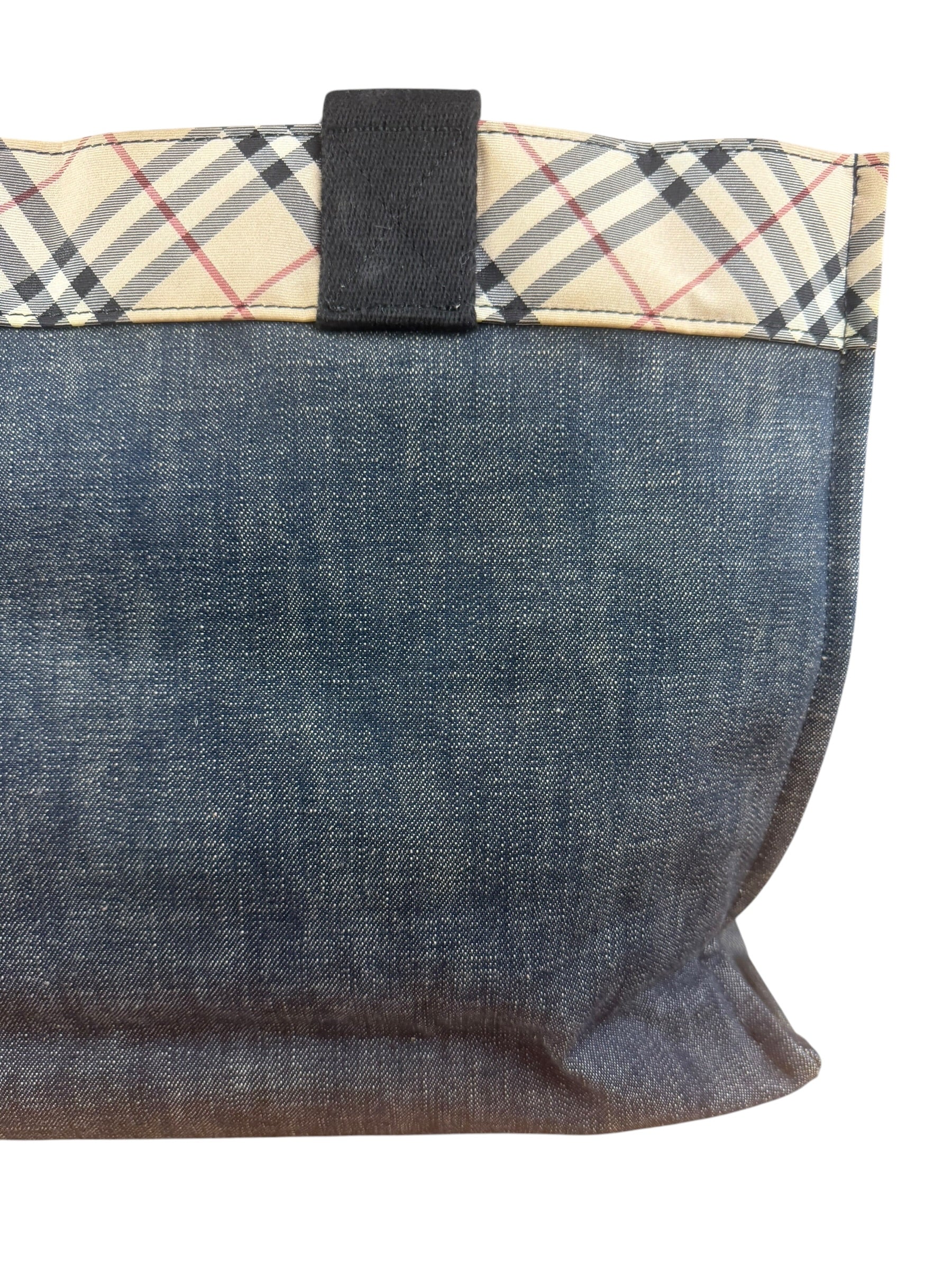 Burberry Vintage Blue Label Denim Nova Check Tote Bag