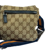 Gucci Beige/Navy Leather Trim GG Belt Bag