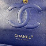 Chanel Shiny Blue Quilted Patent Leather Trim Double Flap Bag 2012