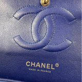 Chanel Shiny Blue Quilted Patent Leather Trim Double Flap Bag 2012