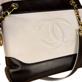 Chanel Vintage Black/White Leather CC Chain Tote '89-'91