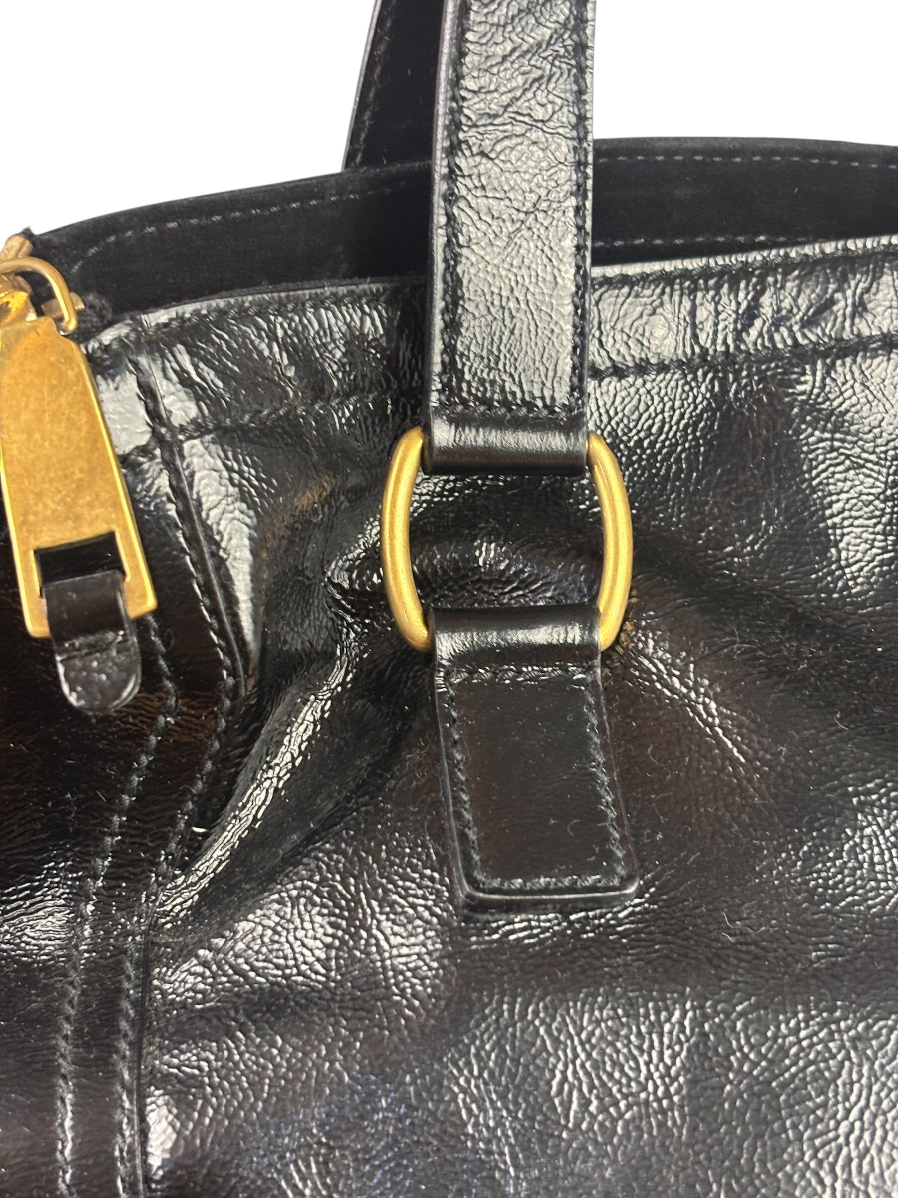 Yves Saint Laurent Black Patent Leather Downtown Tote