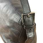 Fendi Vintage Black Leather Double Flap Baguette