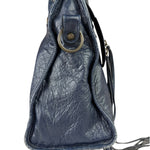Balenciaga Navy Lambskin Moto Work Two-Way Bag