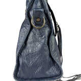 Balenciaga Navy Lambskin Moto Work Two-Way Bag