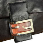 Fendi Vintage Black Leather Marble Buckle Baguette