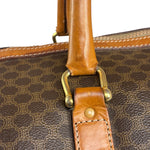 Celine Brown Leather Canvas Macadam Travel Handbag