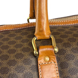 Celine Brown Leather Canvas Macadam Travel Handbag