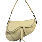 Christian Dior Cream Leather Saddle Shoulder Bag