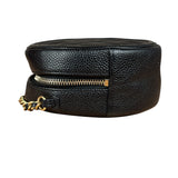Chanel Black Quilted Caviar Leather CC Filigree Round Chain Clutch 2019