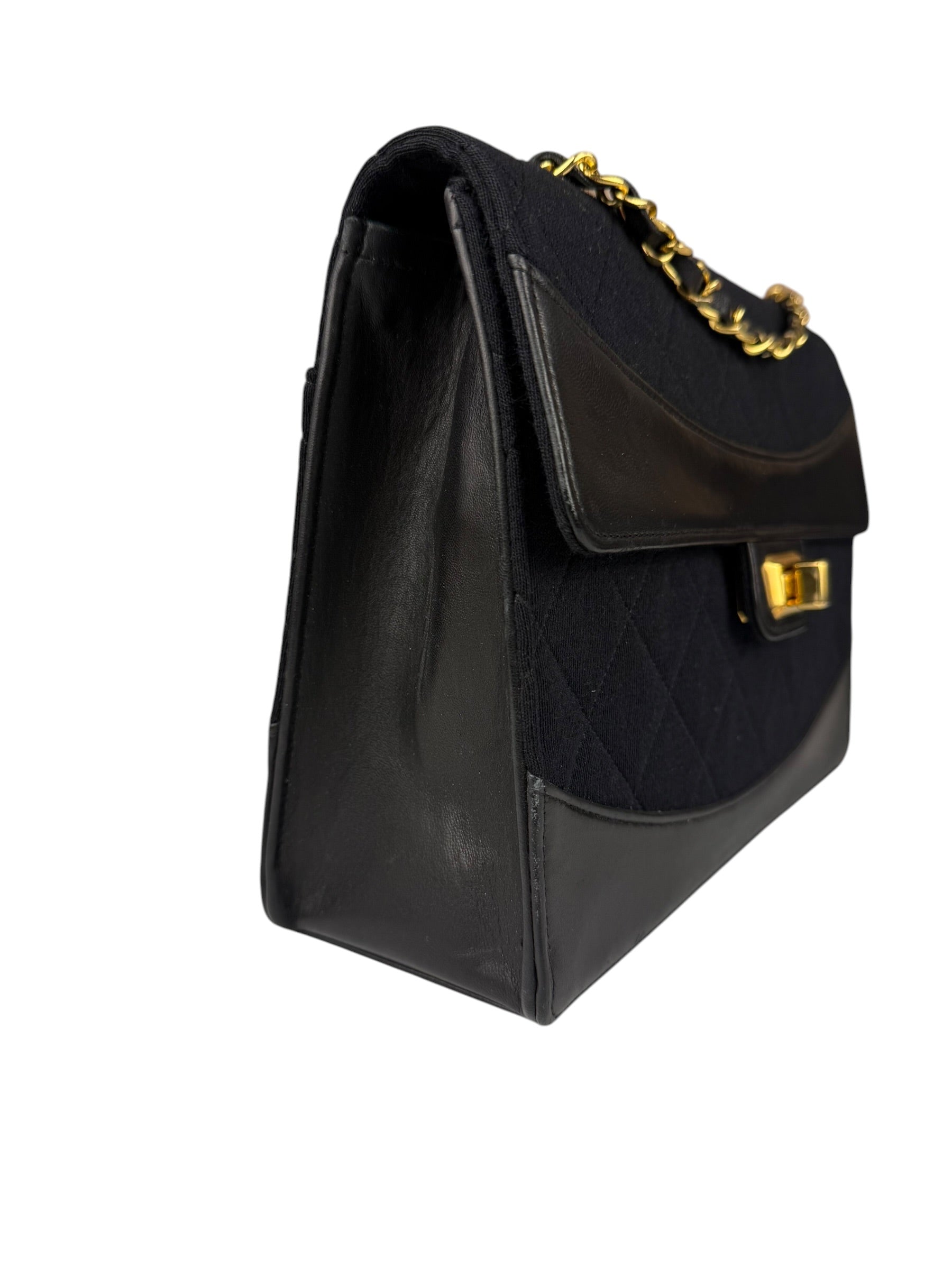 Chanel Jersey Quilted Mademoiselle Lock Flap Bag 1989